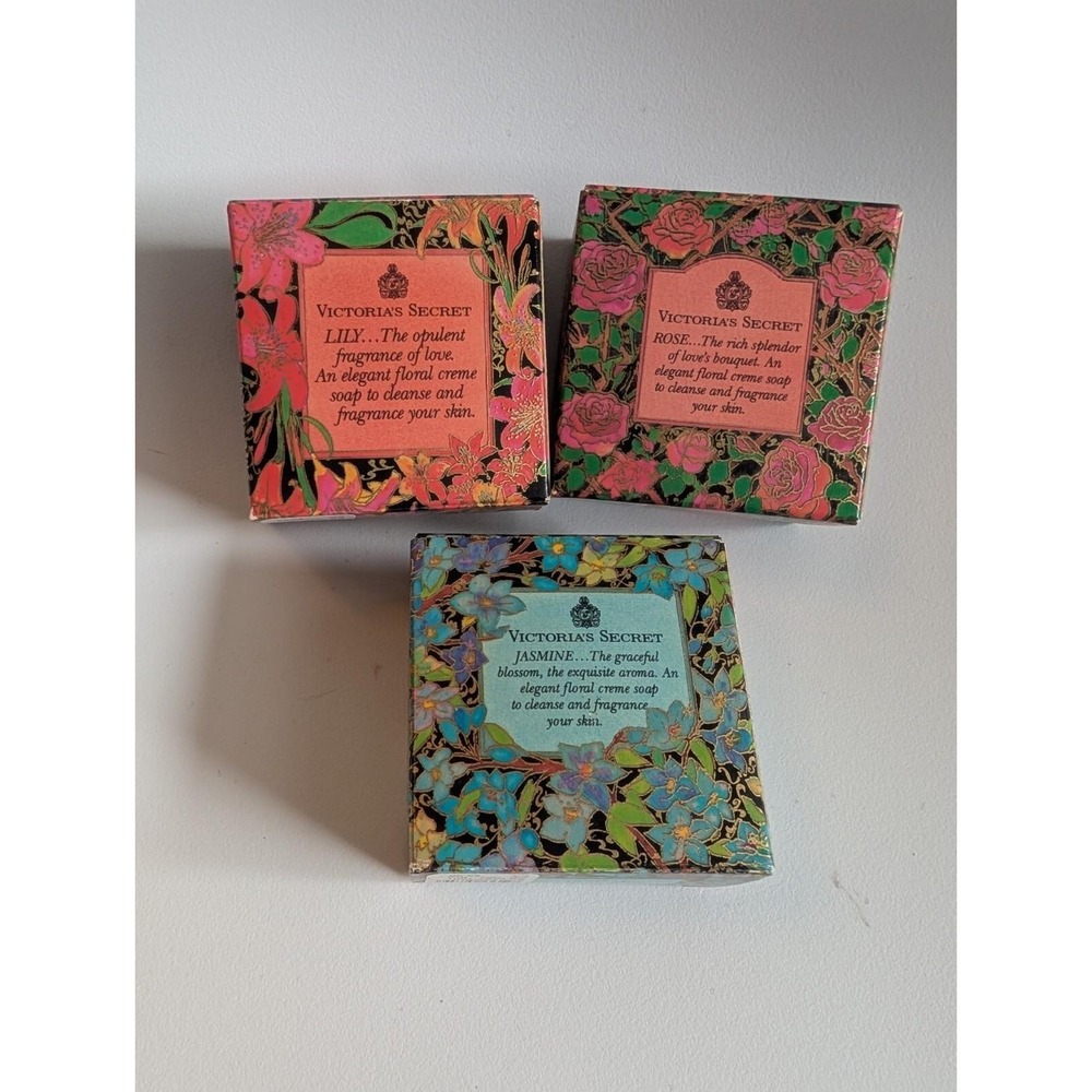Set 3 RARE Vtg Victoria's Secret Jasmine Rose & Lily Soaps 2.9 Oz Bars New Box - Picture 3 of 4